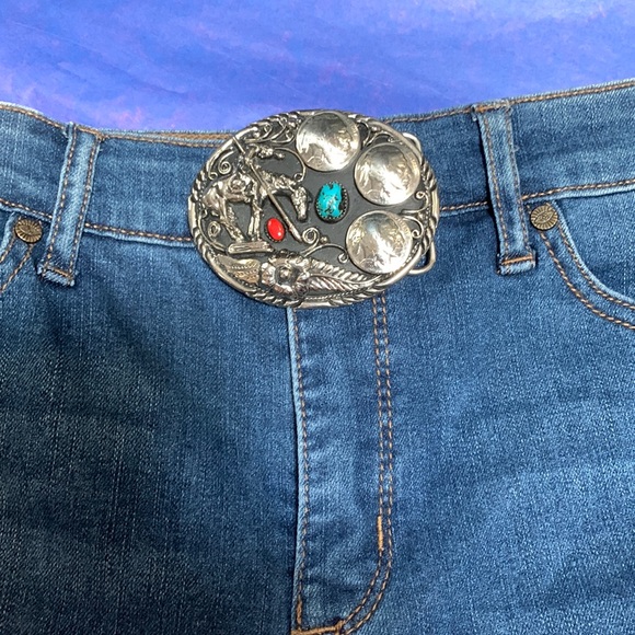 SSI Other - Large Vintage SSI marked Indian/horse w turquoise, coral and buffalo nickels